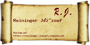 Reininger József névjegykártya
